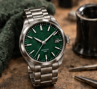 Illustrative finished watch at the workbench