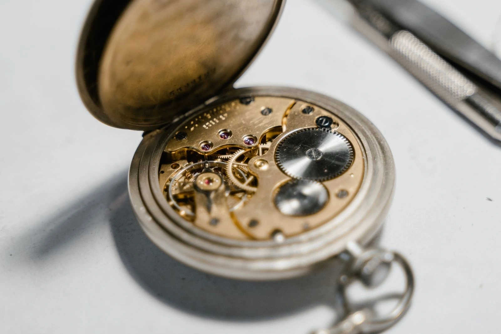 The fine gears and details of a vintage watch movement